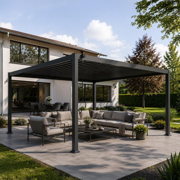 Hliníková bioklimatická pergola s lamelami 4 x 4 M