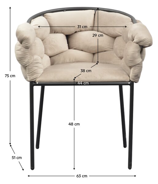 Kondela Jedálenské kreslo, sivohnedá Taupe Velvet látka/čierna, DOROTA