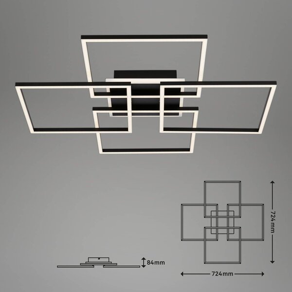 Stropné svietidlo Frame S LED, 72,4x72,4 cm, čierne