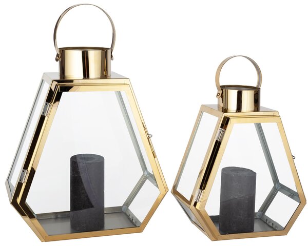 Tutumi, kovovo-sklenený lampáš 2ks 35/28 cm BXGD19913, zlatá, OGR-09778