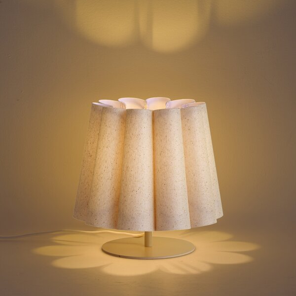 Japandi stolná lampa béžová s látkovým tienidlom 22 cm - Jenni