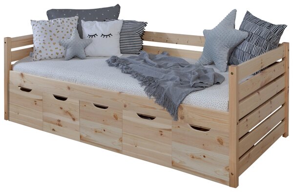 POSTEĽ S ÚLOŽNÝM PRIESTOROM, 90/200 cm prírodná farba MID.YOU - Detské izby, Online Only