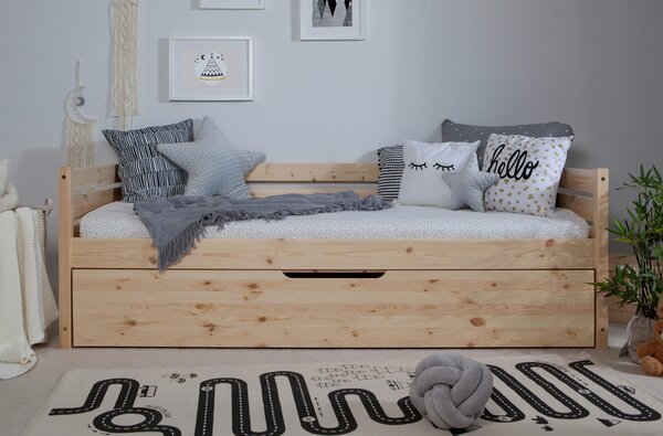 POSTEĽ S ÚLOŽNÝM PRIESTOROM, 90/200 cm prírodná farba MID.YOU - Detské izby, Online Only