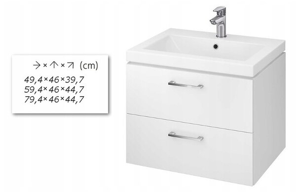 Cersanit Lara Como, závesná skrinka s umývadlom, 794x447x460 mm, biela lesklá, S801-149-DSM