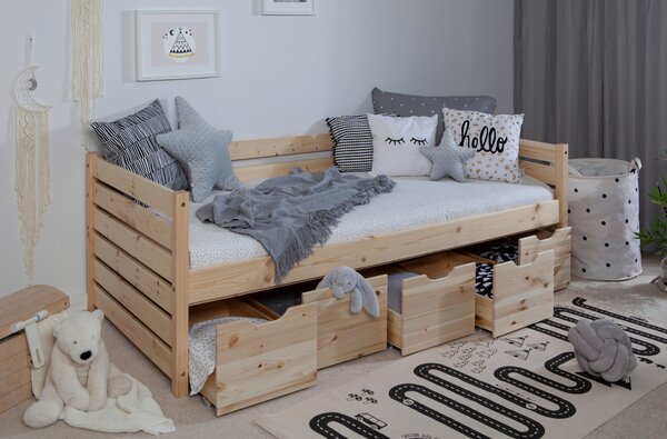 POSTEĽ S ÚLOŽNÝM PRIESTOROM, 90/200 cm prírodná farba MID.YOU - Detské izby, Online Only