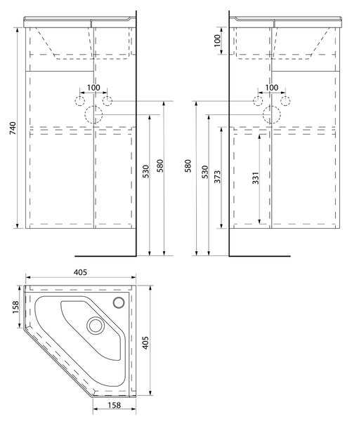 Aqualine Aqualine, ZOJA umývadlová skrinka 40,5x74x40,5cm, biela, 50345