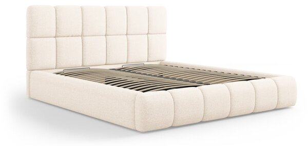 Krémovobiela čalúnená dvojlôžková posteľ s úložným priestorom s roštom 160x200 cm Bellis – Micadoni Home