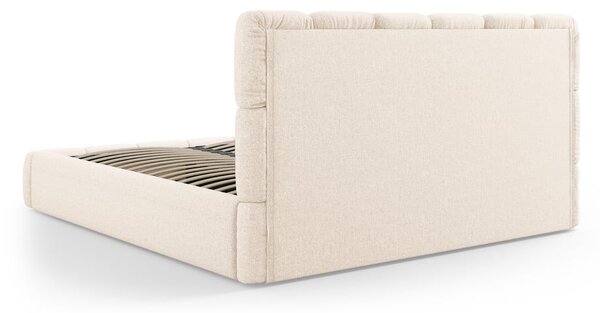 Krémovobiela čalúnená dvojlôžková posteľ s úložným priestorom s roštom 160x200 cm Bellis – Micadoni Home