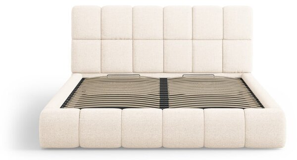 Krémovobiela čalúnená dvojlôžková posteľ s úložným priestorom s roštom 160x200 cm Bellis – Micadoni Home