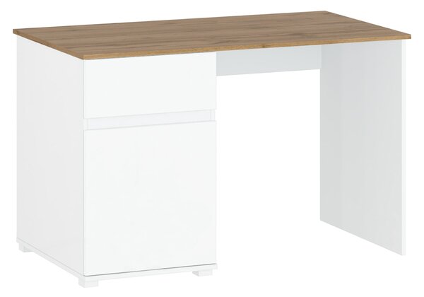 TEMPO PC stôl 1D1S/120, biely lesk/dub wotan, VILGO