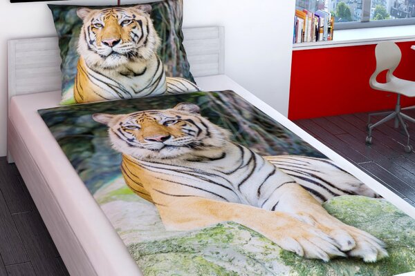 Glamonde luxusné obliečky Tiger s majestátnym tigrom pre deti a mládež. Vezmite si ho do spálne! 140×200 cm