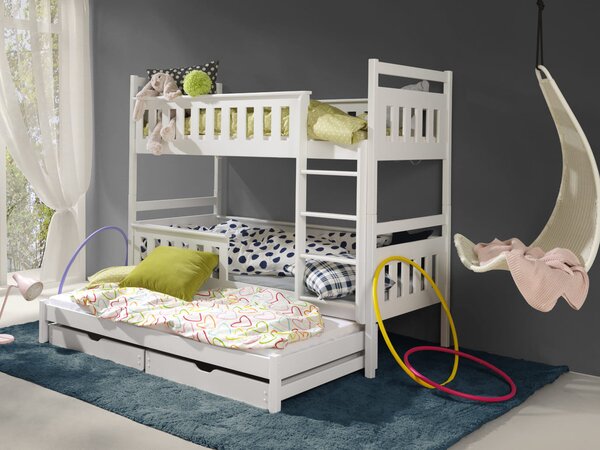 NovýNábytok.sk Detská posteľ 90 x 200 cm KARLA (s roštom a úl. priestorom) (biela). Akcia -20%. Vlastná spoľahlivá doprava až k Vám domov. 1013313