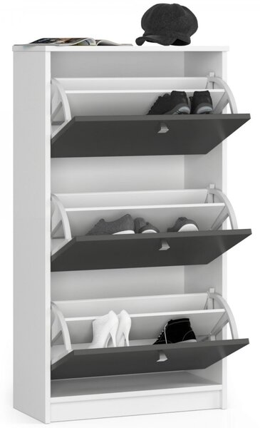 Ak furniture Výklopný stojan na topánky Luso III 60 cm biely/grafitový