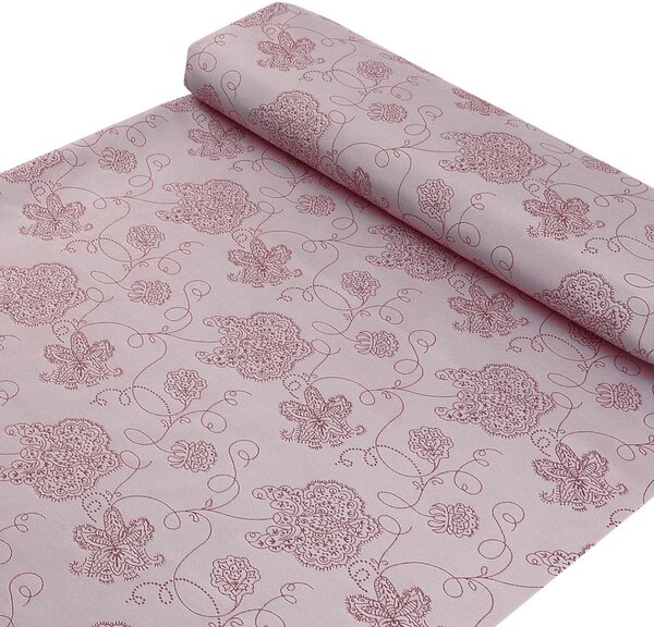 Biante Teflónový oválny obrus TF-138 Hnedovínové kvetované ornamenty na starofialovom 50x100 cm