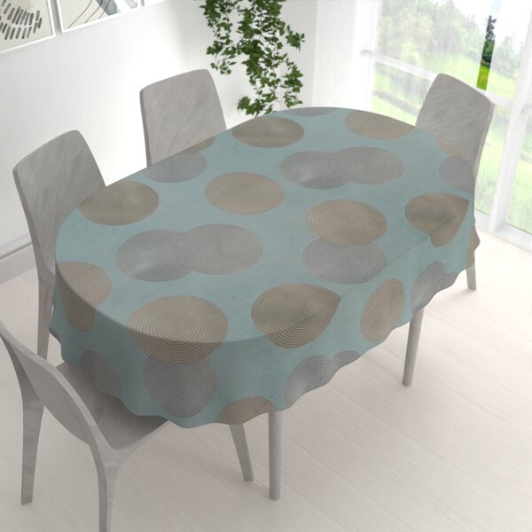 Biante Zamatový oválny obrus Tamara TMR-058 Designové kruhy na modrosivom 50x100 cm
