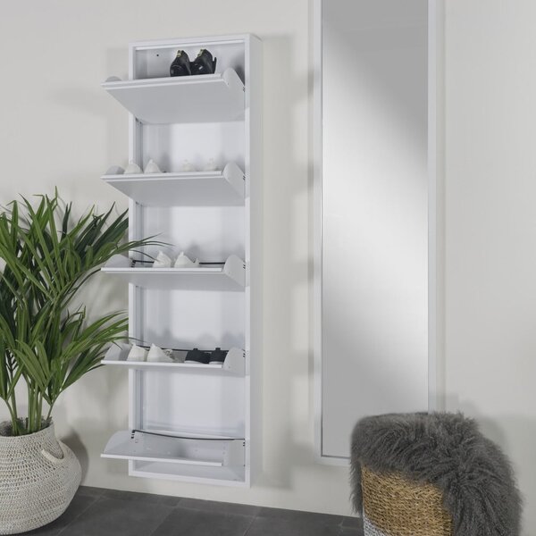 Biela kovová výklopná skrinka na topánky 50x169x15 cm Billy – Spinder Design