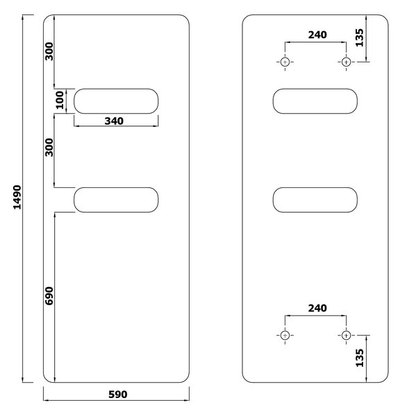 Sapho Sapho, TABELLA OPEN vykurovacie teleso 590x1490 mm, biela matná, MI1459