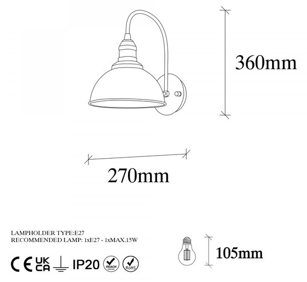 Opviq Nástenná lampa Varzan čierna