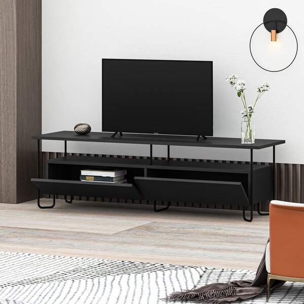 Čierny TV stolík 150x45 cm Dilly – Marckeric