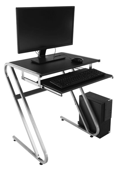 KONDELA PC stôl, čierna/strieborná, JOFRY