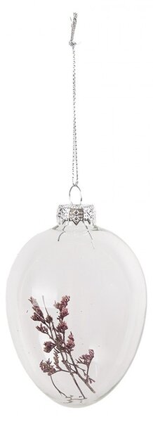 Závesné sklenené vajíčko s kvetmi Egg Bloom - Ø 7*10 cm - Clayre & Eef