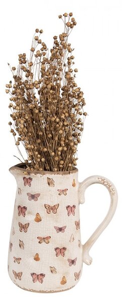 Béžový keramický džbán s motýlikmi Butterfly Paradise L - 21*15*23 cm - Clayre & Eef