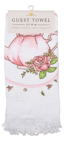 Guest Towel 40x66 Cm White Cotton Roses - Interior Styles - Clayre & Eef