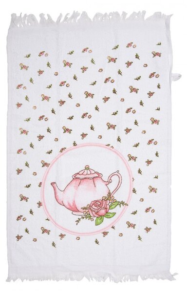 Guest Towel 40x66 Cm White Cotton Roses - Interior Styles - Clayre & Eef