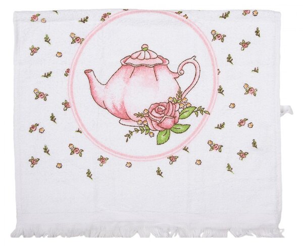 Guest Towel 40x66 Cm White Cotton Roses - Interior Styles - Clayre & Eef