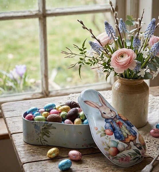 Modrá plechová dóza s králikom Easter Rabbi - 14*7*5 cm - Clayre & Eef