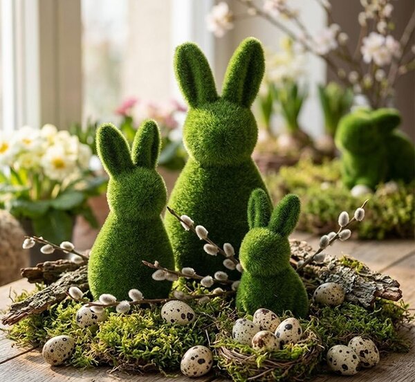 Zelená dekoratívna figúrka králika Rabbit Flock Green L - Ø 10*25 cm - Clayre & Eef