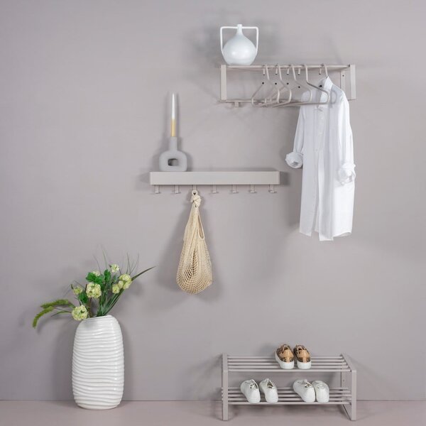 Taupe kovový nástenný vešiak s poličkou 70 cm Rex – Spinder Design