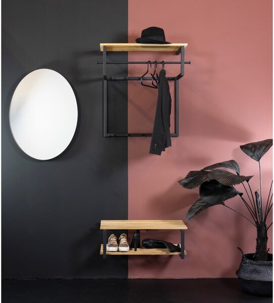 Čierny/v prírodnej farbe kovový nástenný vešiak s poličkou 76 cm Rizzoli – Spinder Design