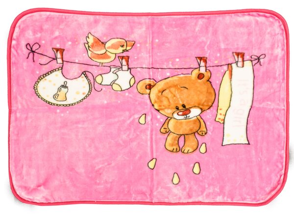 Ružová detská deka MOKRÝ MACKO, 80x110 cm
