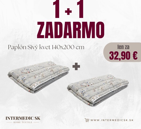 Paplón Sivé kvety 140x200 cm – akcia 1+1 zadarmo