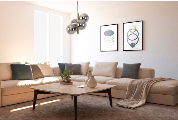 Sivé/v zlatej farbe závesné svietidlo so skleneným tienidlom ø 15 cm Forte – Squid Lighting