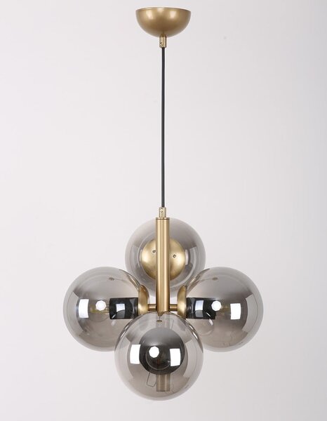 Sivé/v zlatej farbe závesné svietidlo so skleneným tienidlom ø 15 cm Forte – Squid Lighting
