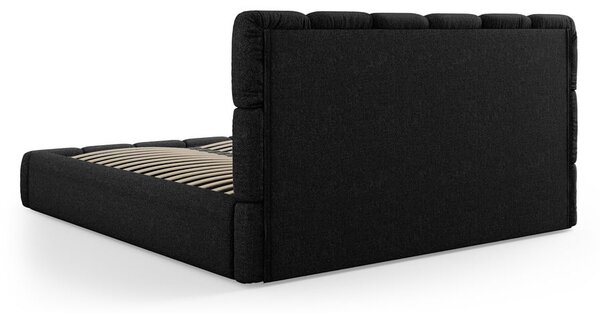 Čierna čalúnená dvojlôžková posteľ s úložným priestorom s roštom 180x200 cm Bellis – Micadoni Home