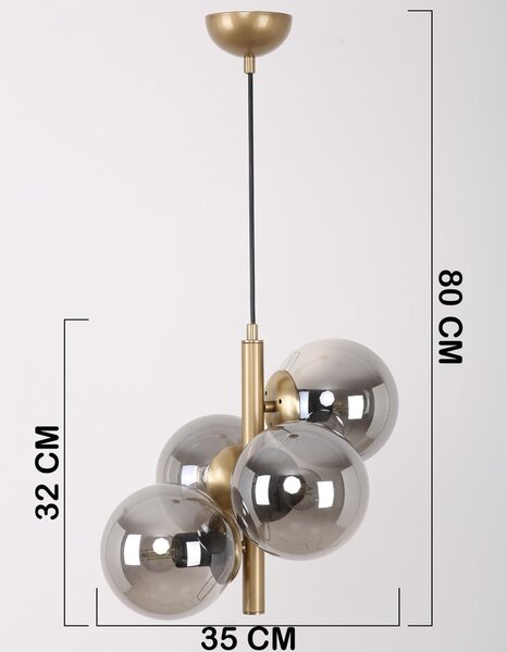 Sivé/v zlatej farbe závesné svietidlo so skleneným tienidlom ø 15 cm Forte – Squid Lighting
