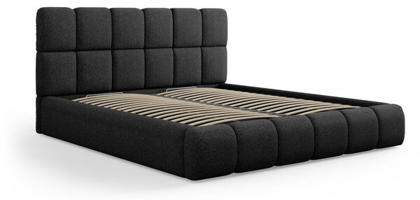 Čierna čalúnená dvojlôžková posteľ s úložným priestorom s roštom 180x200 cm Bellis – Micadoni Home