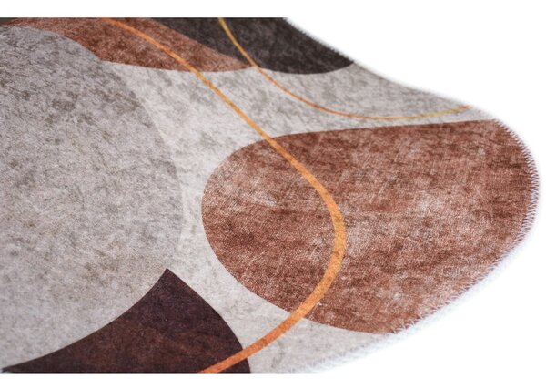 Umývateľný koberec v hnedo-krémovej farbe 80x120 cm Oval – Vitaus