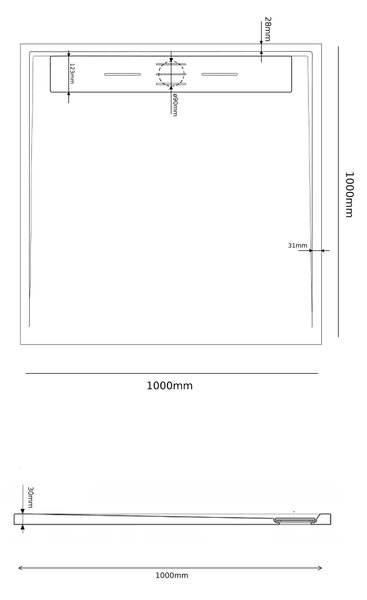 Gamma Erga Almac, SMC sprchová vanička 100 x 100 x 3 cm, biela, ERG-GMA-AL-100100