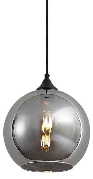 Art Deco závesná lampa čierna s dymovým sklom - Wallace
