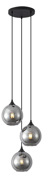 Art Deco závesná lampa čierna s dymovým sklom 3-Lights - Wallace