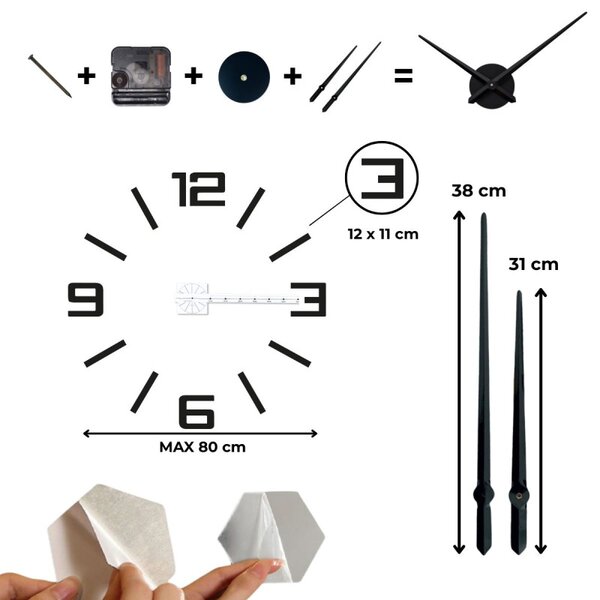 Moderné nalepovacie hodiny na stenu z plexiskla – tichý chod I SENTOP X0037