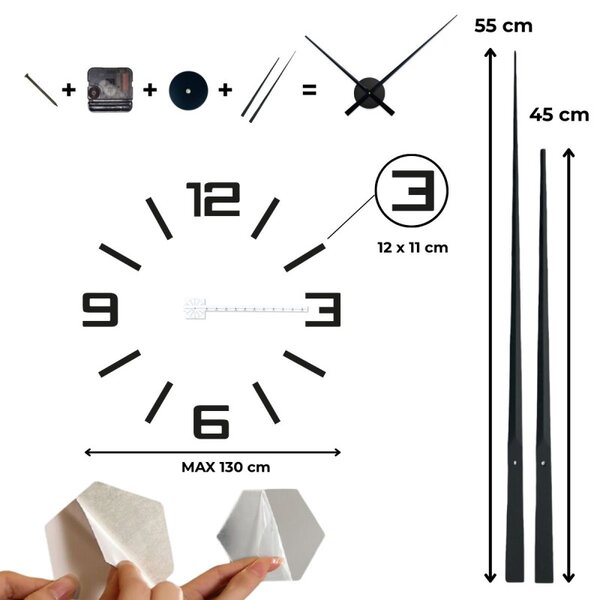 Moderné nalepovacie hodiny na stenu z plexiskla – tichý chod I SENTOP X0037
