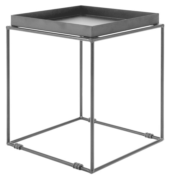 Odkladací stolík čierny 40 x 40 cm s kovovým práškovým nástrekom, hranatý, minimalistický, moderný