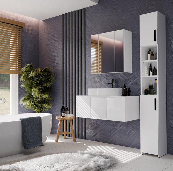 TP Living Závesná kúpeľňová skrinka so zrkadlom POLA 3L biela