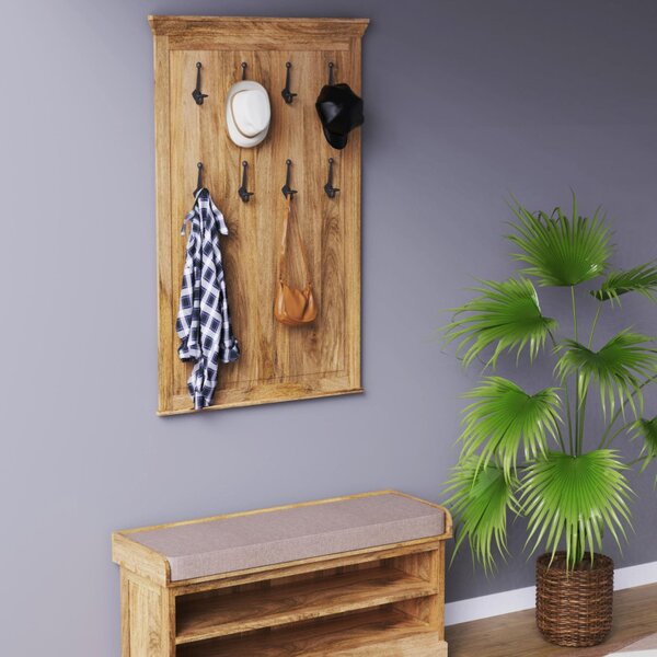 Vešiak Guru s 8 háčikmi 90x140x2,5 z mangového dreva