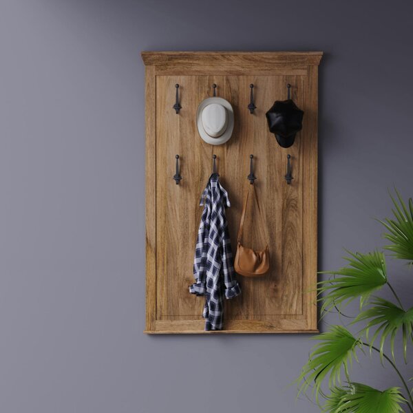 Vešiak Guru s 8 háčikmi 90x140x2,5 z mangového dreva